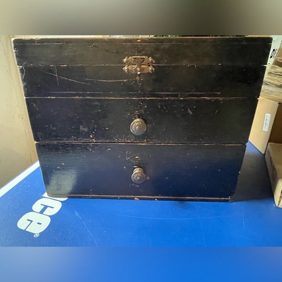 Japanese Antique Wooden Black Drawer Box Tansu Cabinet Storage Edo? Or Meiji ??! - Picture 2 of 16